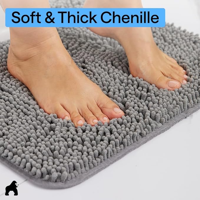 GORILLA GRIP Plush Absorbent Shaggy Chenille Bath Rug Mat - Image 5