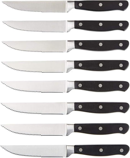 Amazon Basics 8-Piece Full Tang Stainless Steel Serrated Steak Knife Set by AmazonBasics