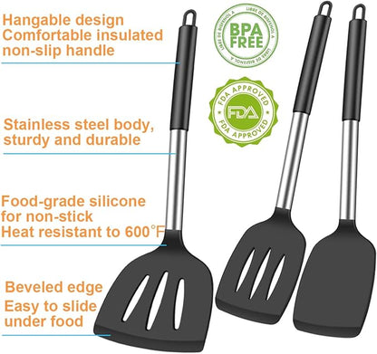 KLAQQED 3Pcs Silicone Spatula Set Heat Resistant Spatulas - Image 2