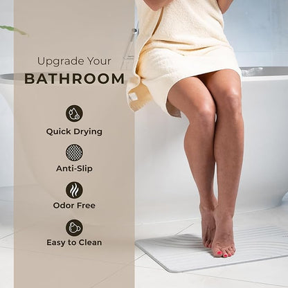 TOSORO - Stone Bath Mat Diatomaceous Earth Shower Mat Non-Slip Super Absorbent - Image 2