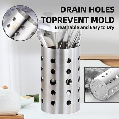 QRU Kitchen Utensil Holder for Countertop, Stainless Steel Cooking Utensil - Image 4