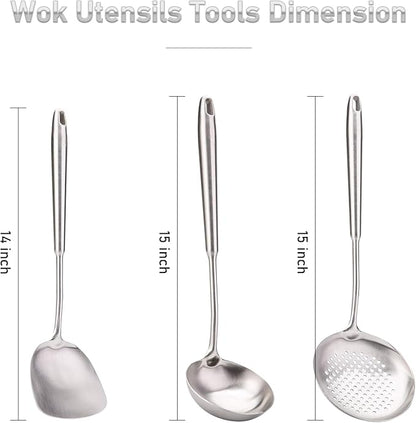 FJNATINH 4-Pieces 304 Stainless Steel Wok Spatula Set, Cooking Utensil Set - Image 6