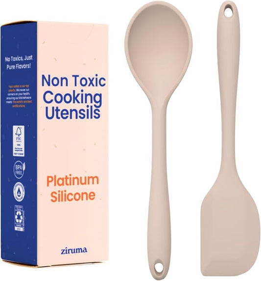 Non-Toxic Platinum Silicone Kitchen Utensil Set of 2 – Non-Scratch Cooking by Ziruma