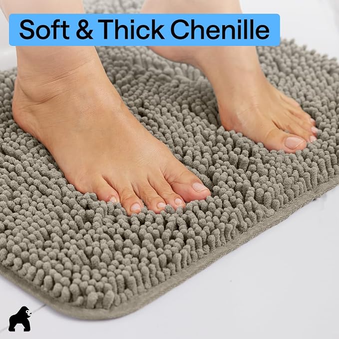 GORILLA GRIP Plush Absorbent Shaggy Chenille Bath Rug Mat - Image 5