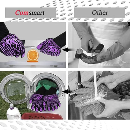 Comsmart BBQ Gloves, 1472 Degree F Heat Resistant Grilling Gloves Silicone - Image 5