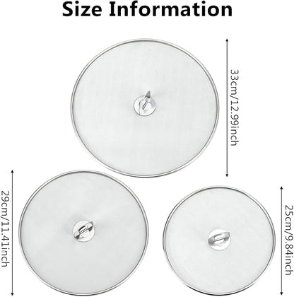 3 PCS Splatter Screen for Cooking, 25/29/ 33 cm Stainless Steel Grease Splatter - Image 2