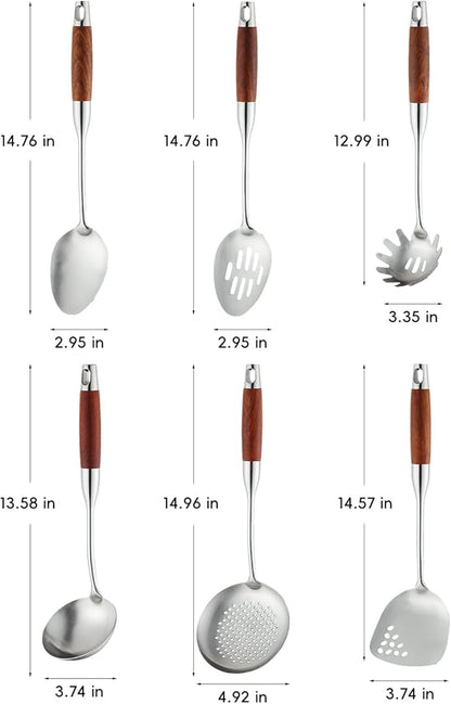 Izurok 18/10 Stainless Steel Kitchen Utensils Set, 6 Piece Cooking Utensils - Image 2