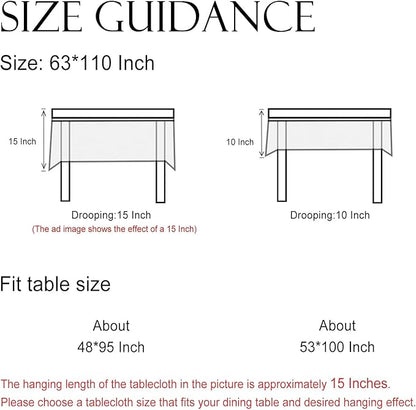 ISAENNE Designer Off White Linen Extra Long Rectangle Tablecloth,Floral Elegant Table Cloth,Stain Resistant Vintage Decor Tablecloths for Dining Thanksgiving Kitchen Party,63"*110"-Serenity G