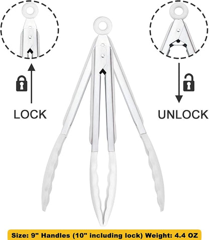 HINMAY Silicone Kitchen Tongs 9-Inch Stainless Steel Basics Tongs - Image 3