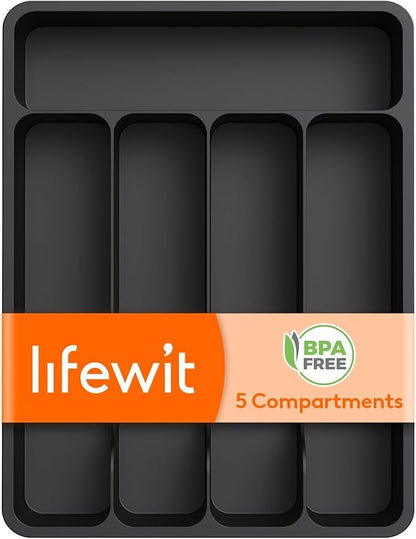 Lifewit Silverware Drawer Organizer Tray, Plastic Cutlery Storage by Lifewit