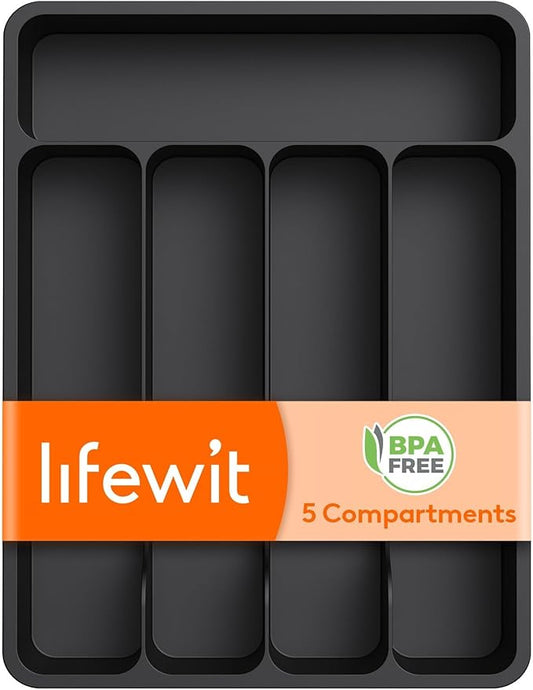 Lifewit Silverware Drawer Organizer Tray, Plastic Cutlery Storage by Lifewit