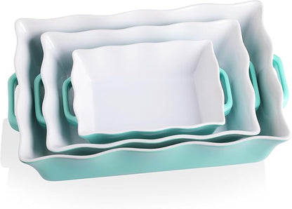 Sweejar Casserole Dishes for Oven, Ceramic Bakeware Set of 3, Rectangular by Sweejarco1949