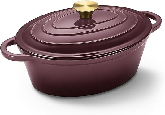 Oval Dutch Oven for Bread Baking, 4.5 Quart Non Stick Enameled Cast Iron Dutch by Kerilyn