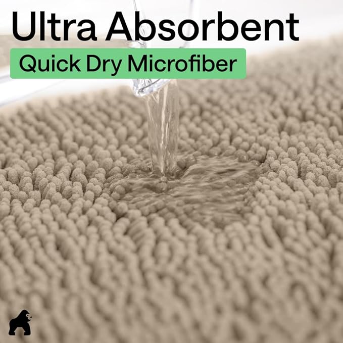 GORILLA GRIP Bath Rug Mat 36x24, Thick Absorbent Chenille, Quick Dry Microfiber - Image 5