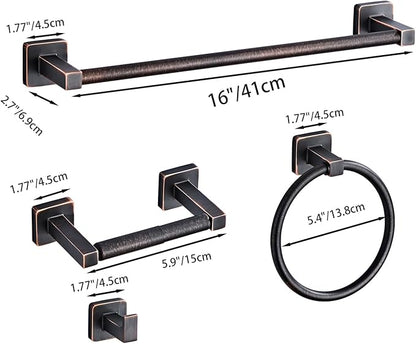 Bathroom Hardware Set 4 Pieces, Oil Rubbed Bronze Towel Bar Set Stainless Steel - Image 6