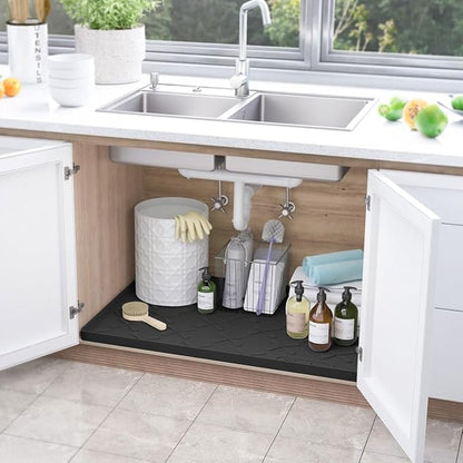 SIKADEER 40" x 22" Under Sink Mat Waterproof, Silicone Mat Kitchen Drawer Shelf - Image 2