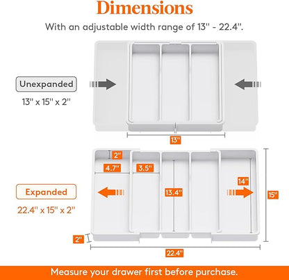 Lifewit Utensil Organizer for Kitchen Drawers, Expandable Cooking Utensil Tray - Image 2