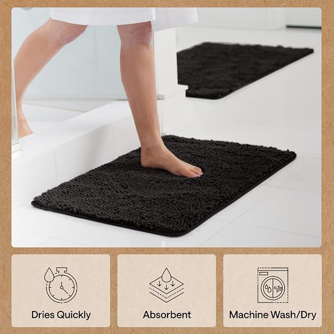 GORILLA GRIP Bath Rug Mat 42x24, Thick Soft Absorbent Chenille, Quick Dry - Image 7