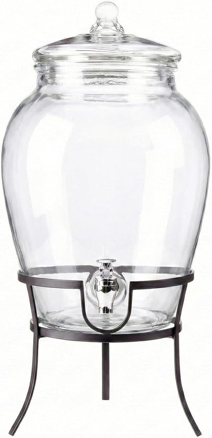 Style Setter Beverage Dispenser Cold Drink Dispenser Glass Jug, Metal Stand & - Image 2