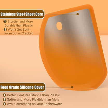 Silicone Dough Scraper with Stainless Steel Sheet, Curved Edge Flexible Bowl - Image 2