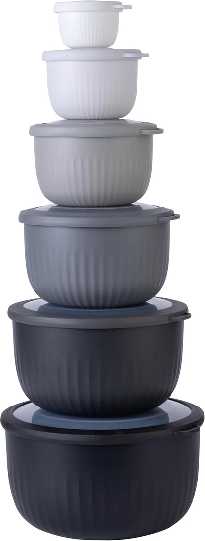 COOK WITH COLOR Prep Bowls with Lids- Wide and Deep Nesting Plastic Small by CookwithColor