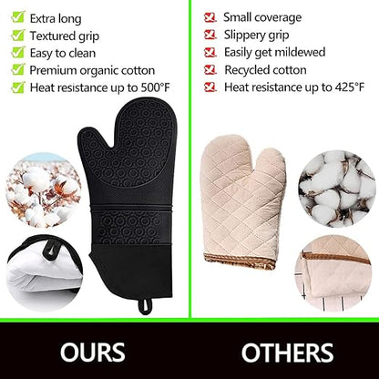 Silicone Oven Mitts and Pot Holders Sets, MTZRFLL Extra Long Heat Resistant - Image 3