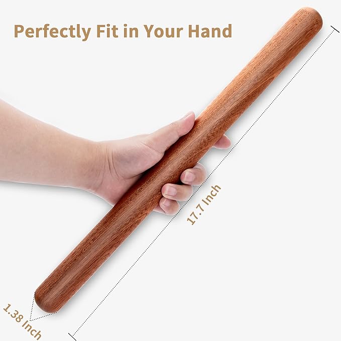 Aisoso French Rolling Pin, 17.7 Inches Wood Rolling Pin - Image 2