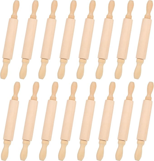 16 Pcs 8 Inch Mini Wooden Rolling Pins Small Wood Rolling Pin Wooden Roller by Unknown
