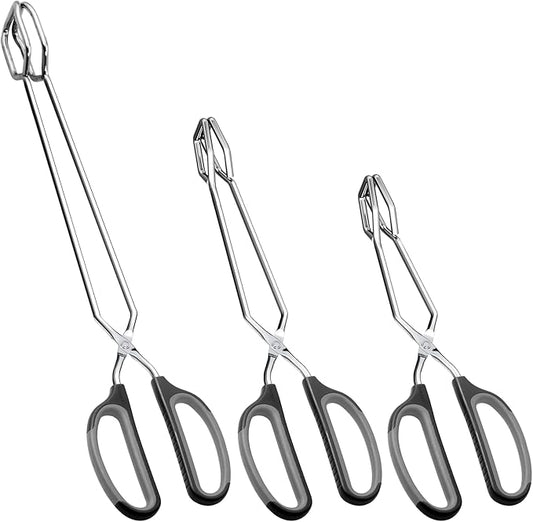 HINMAY Stainless Steel Scissor Tongs Cooking Tongs Set by HINMAY
