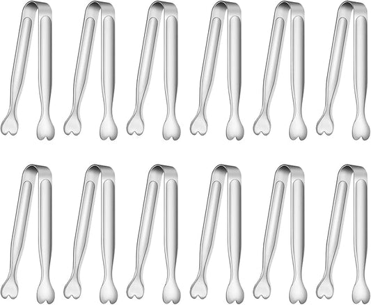 12 PCS Heart-Shaped Small Serving Tongs, 4.3 Inch Mini Sugar Tongs Silver by Unknown