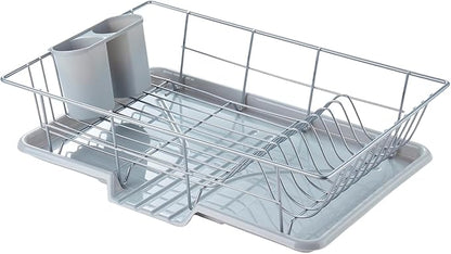Space-Saving 3-Piece Dish Drainer Rack Set by SweetHomeCollection