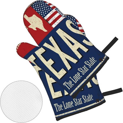 Oven Mitts and Pot Holders Sets of 4, Texas Lone Star State Retro US, Oven - Image 3