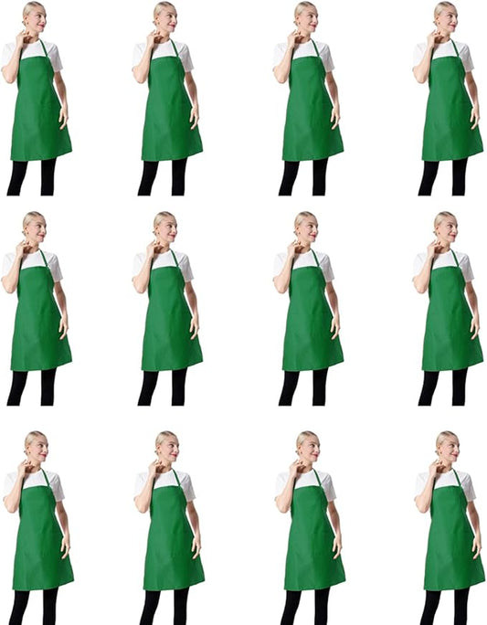 Total 12 PCS Plain Bib Blackish Green Bulk Aprons by TSDSTORY