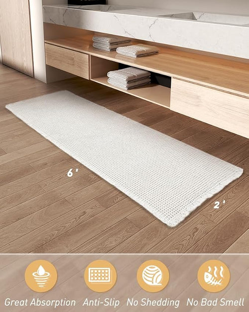 AMOAMI Upgraded Waffle Runner Rug Super Absorbent Non Slip Bath Mats - Image 2