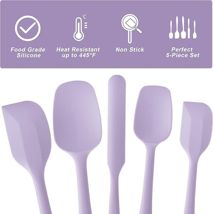 Silicone Spatula Set, 5 Piece Food Grade Rubber Spatulas - Image 3