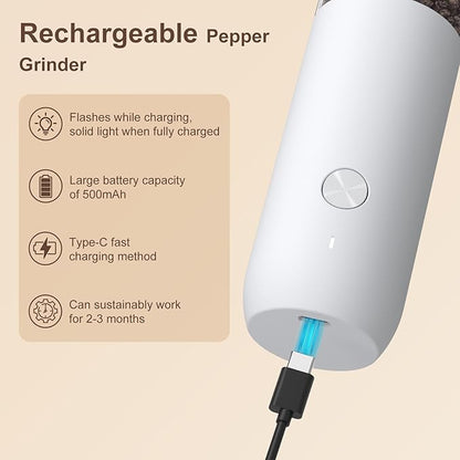 Ultrean Electric Pepper Grinder, Rechargeable Salt and Pepper Grinder - Image 4