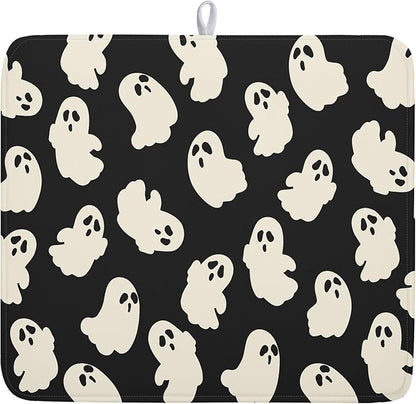 Halloween Ghost Dish Drying Mat 16X18 Inch Spooky Halloween Drying Mat by Kawani