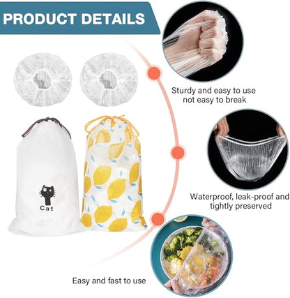 200PCS Plastic Elastic Bowl Covers Reusable, Food Storage Covers - Image 5