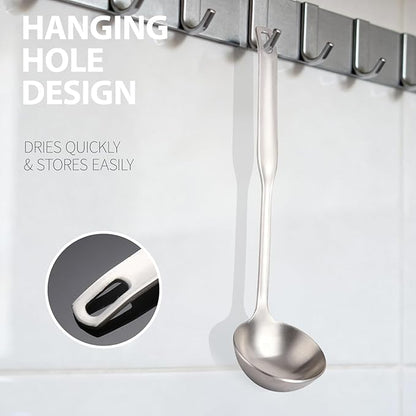 Professional Stainless Steel Soup Ladle, 11.8" Comfort Grid, Long Ergonomic - Image 4