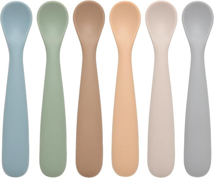 Eascrozn Baby Spoons, 6 Pack First Stage Silicone Feeding Spoons, Soft Tip by Eascrozn