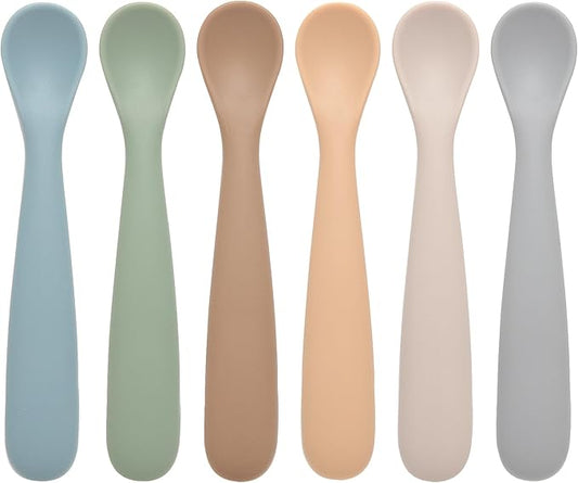 Eascrozn Baby Spoons, 6 Pack First Stage Silicone Feeding Spoons, Soft Tip by Eascrozn