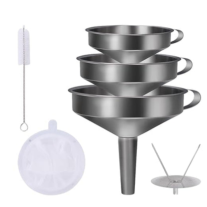 5 in 1 Funnels for Filling Bottles Stainless Steel Small Kitchen Funnel Set for by MASANIU