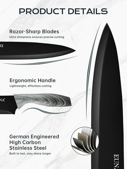 EUNA Knife Block Set, German High-Carbon Stainless Steel Knife Sets - Image 3