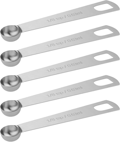 5PCS 1/8tsp Single Measuring Spoon, Stainless Steel Individual Teaspoons Only by BERYLER