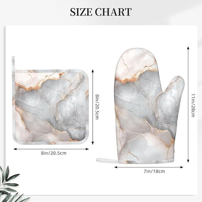 Oven Mitts and Pot Holders Gray Pastel Pink Marble Absstract Silicone Kitchen - Image 3