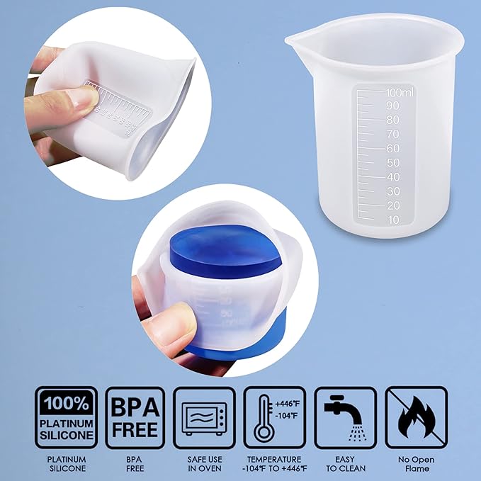 10pcs Silicone Measuring Cups for Resin, 100ml Mixing Cups for Resin DIY Craft - Image 4