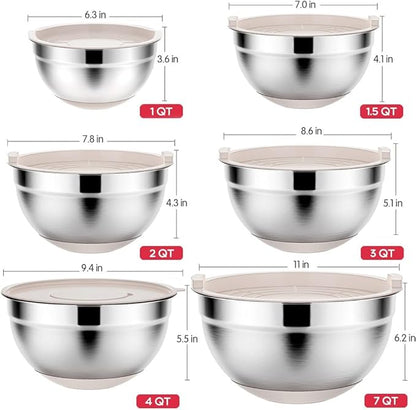 Rottay Mixing Bowls Set with Airtight Lids: 20PCS Stainless Steel Nesting Bowls - Image 6