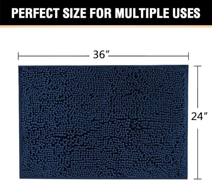 H.VERSAILTEX Navy Bath Mat, Bathroom Rug 36 x 24 Non Slip Bath Mats - Image 2