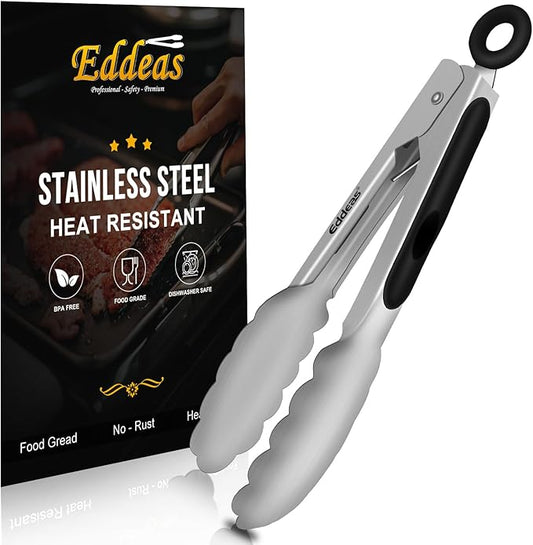 Eddeas Small Tongs For Cooking, Mini 7 inch Kitchen Tongs -Heat Resistant 600 by Eddeas