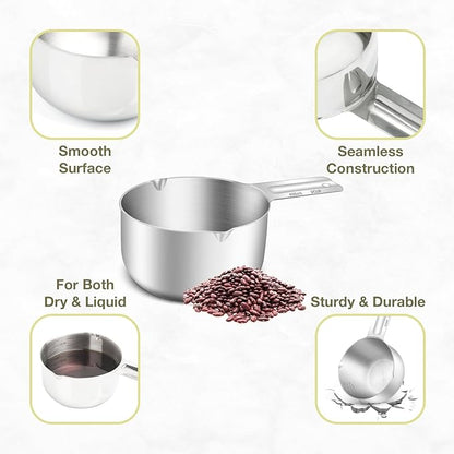 1PCS 2Cup Single Measuring Cup, Etched Inner Scale Stainless Steel Measure Scoop - Image 5